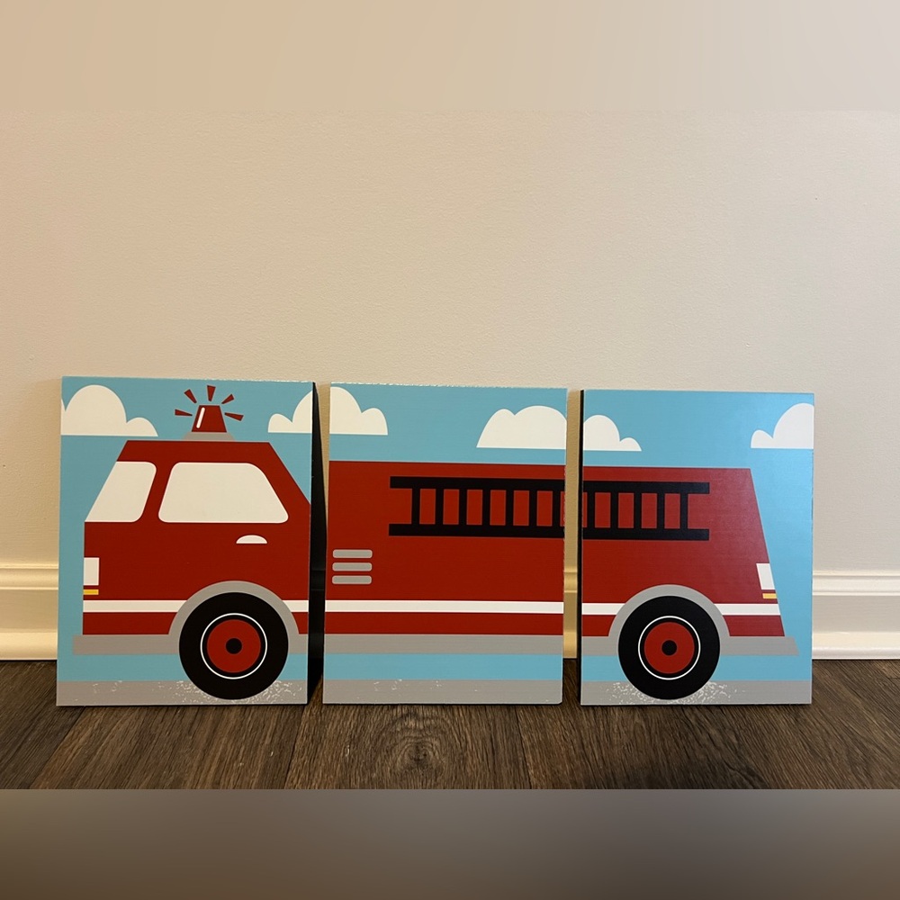Fire Truck Wall Art Set